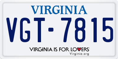 VA license plate VGT7815