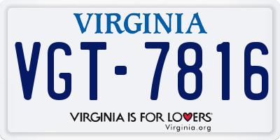 VA license plate VGT7816