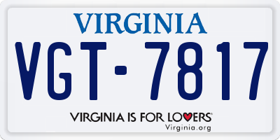 VA license plate VGT7817
