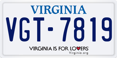 VA license plate VGT7819