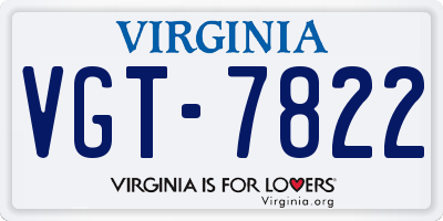 VA license plate VGT7822