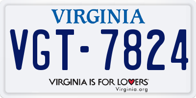 VA license plate VGT7824
