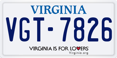 VA license plate VGT7826