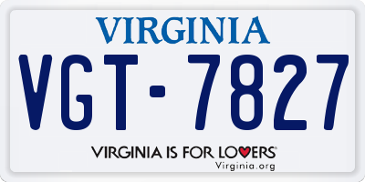 VA license plate VGT7827