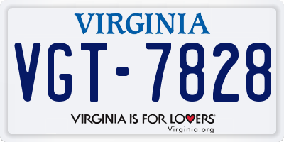 VA license plate VGT7828