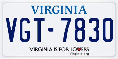 VA license plate VGT7830