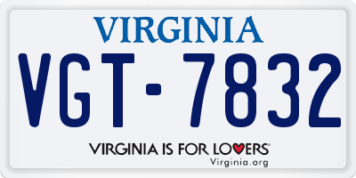 VA license plate VGT7832