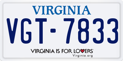 VA license plate VGT7833