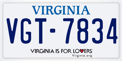 VA license plate VGT7834