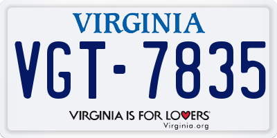 VA license plate VGT7835