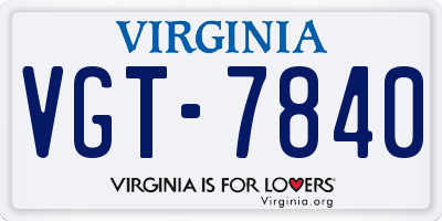 VA license plate VGT7840
