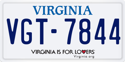 VA license plate VGT7844