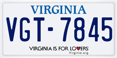 VA license plate VGT7845