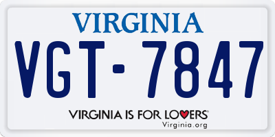 VA license plate VGT7847
