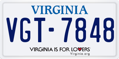 VA license plate VGT7848
