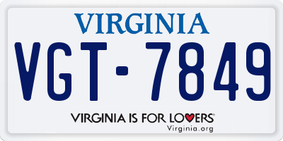 VA license plate VGT7849
