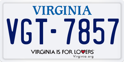 VA license plate VGT7857