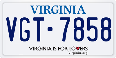 VA license plate VGT7858