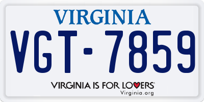 VA license plate VGT7859