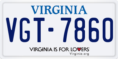 VA license plate VGT7860