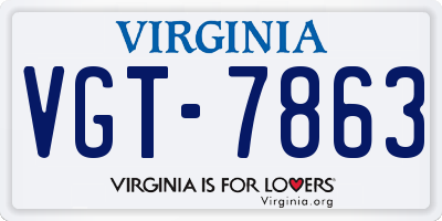 VA license plate VGT7863