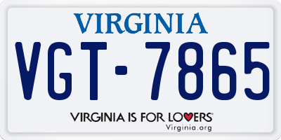 VA license plate VGT7865