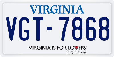 VA license plate VGT7868