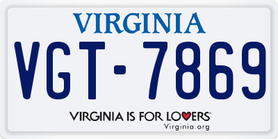 VA license plate VGT7869
