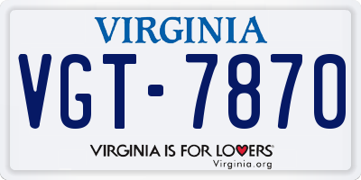 VA license plate VGT7870