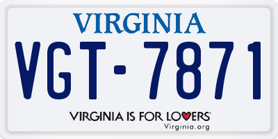 VA license plate VGT7871
