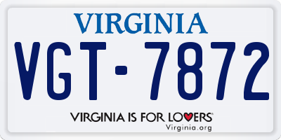 VA license plate VGT7872