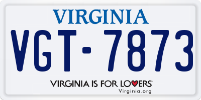 VA license plate VGT7873