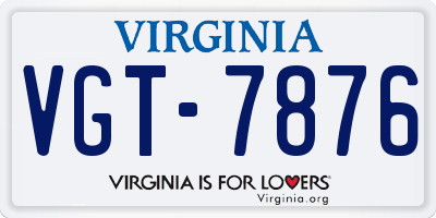 VA license plate VGT7876