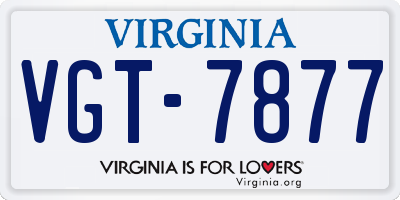VA license plate VGT7877