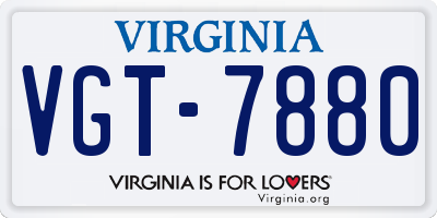 VA license plate VGT7880