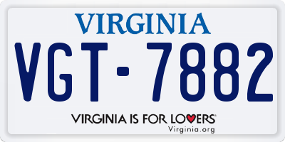 VA license plate VGT7882