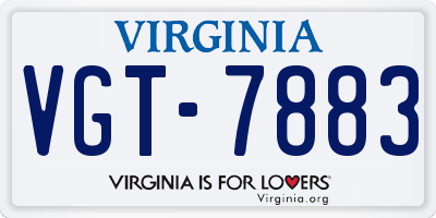 VA license plate VGT7883