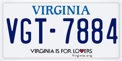 VA license plate VGT7884
