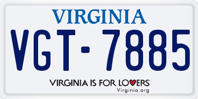 VA license plate VGT7885