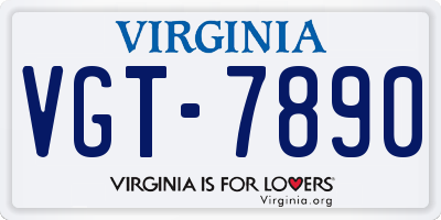 VA license plate VGT7890