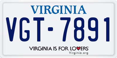 VA license plate VGT7891