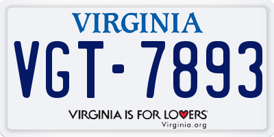 VA license plate VGT7893