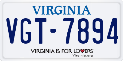 VA license plate VGT7894