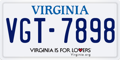 VA license plate VGT7898