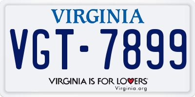VA license plate VGT7899