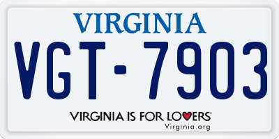 VA license plate VGT7903