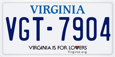 VA license plate VGT7904
