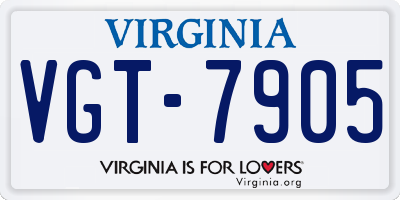VA license plate VGT7905