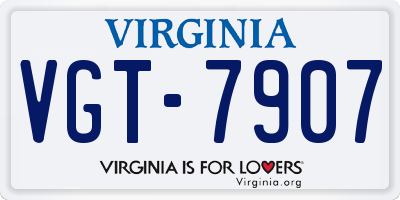 VA license plate VGT7907