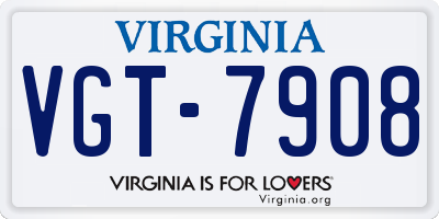 VA license plate VGT7908